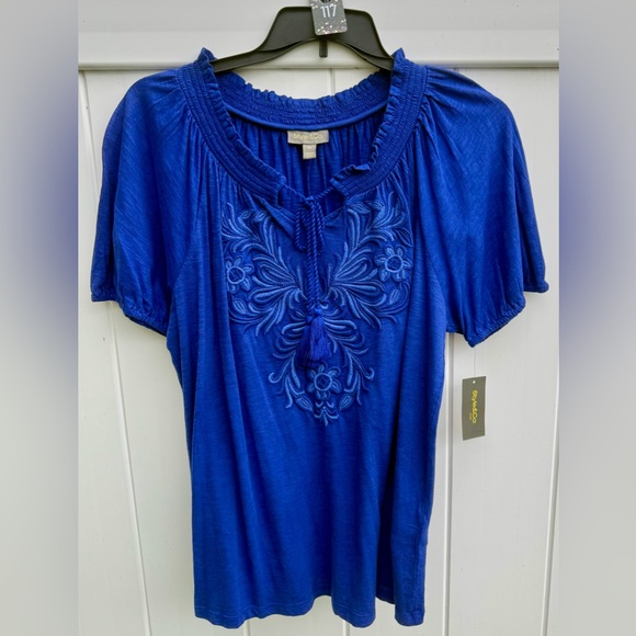 Style & Co. Tops - Style & Co Deep Blue (Escape Blue) Short Sleeve Blouse, Size 0X, NWT.